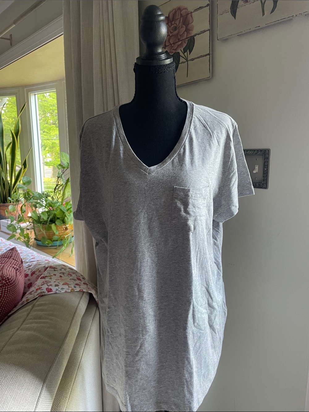 Heather Gray V-Neck Pocket Tee